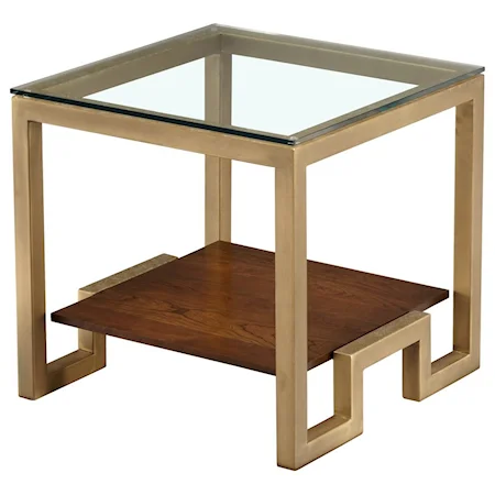 Square Lamp Table with Glass Top